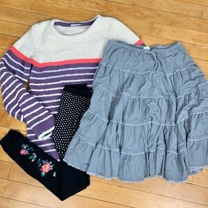 Hanna Andersson Mini Boden Bundle Lot Sweater Tights Skirt 130cm 140cm 9-10Y